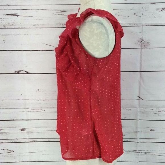 Old Navy Red Polka Dotted Ruffle Sleeve sleeveless medium Blouse - Picture 3 of 6